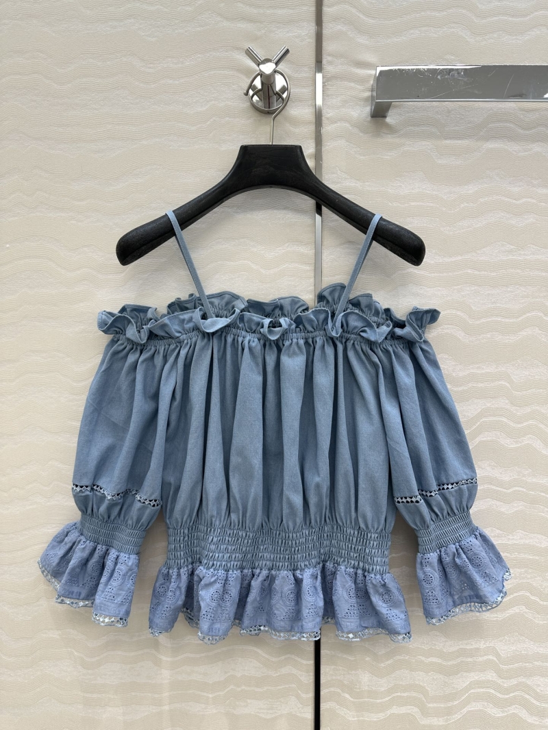 Exclusive Zimmermann South France Resort-Style Denim Crop Top