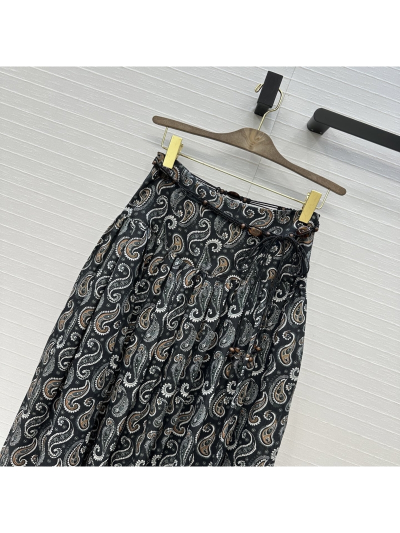 Zimmermann Luxe Bohemian Paris Print Midi Skirt - Elegant Linen