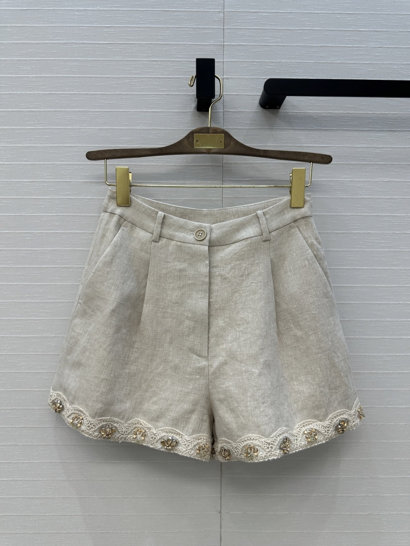 Zimmermann Luxe Linen High-Waist Shorts in Natural Wood Tone - Elegant French Resort Style
