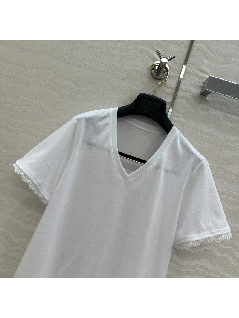 Zimmermann Exclusive V-Neck Shell Lace Short-Sleeve T-Shirt - Elegant Cotton Design