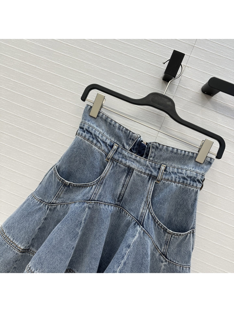 Zimmermann Autumn-Winter High Waist Denim Mini Skirt in Light Blue