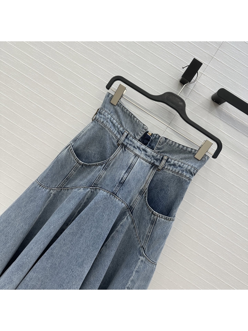 Zimmermann Autumn-Winter Denim Maxi Skirt in Light Blue - High Waist with Foldable Design