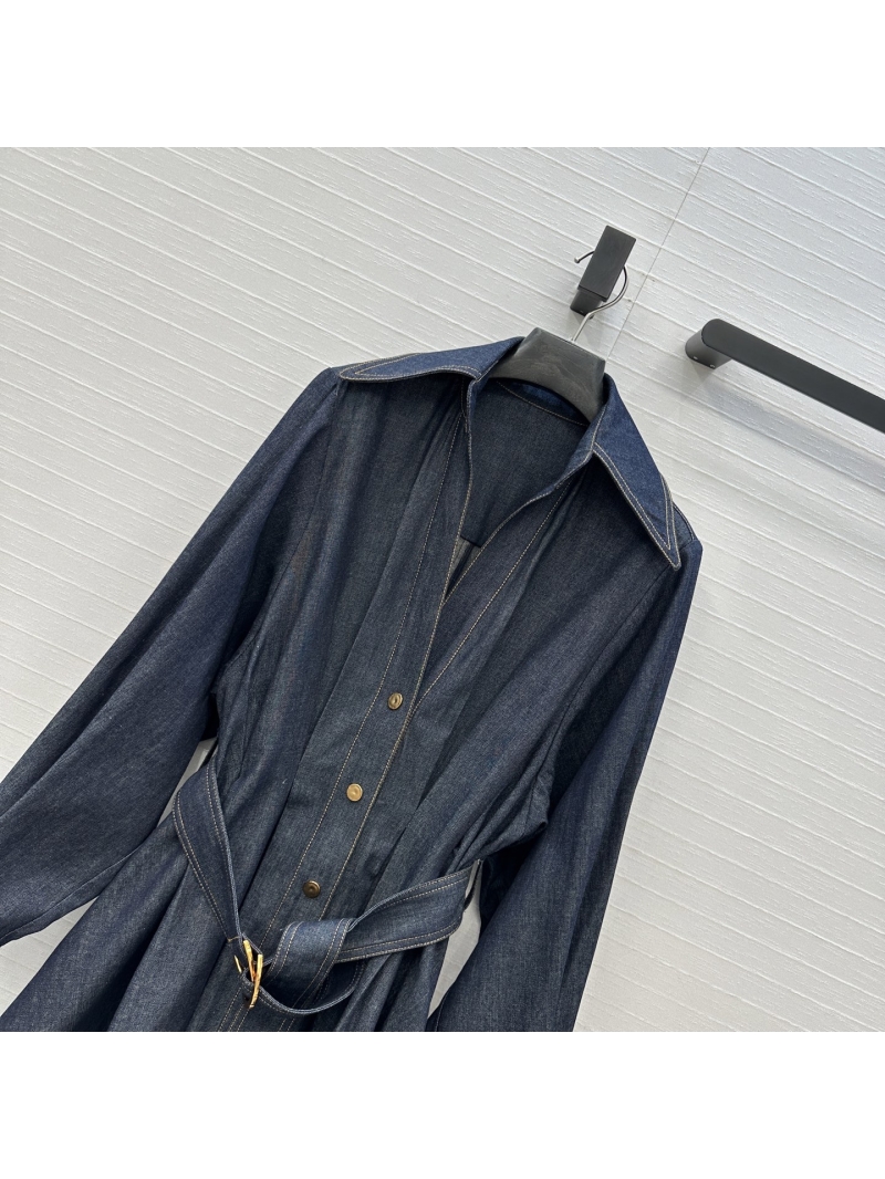 Zimmermann Starry Night Black Denim Shirt Dress - V-Neck Lantern Sleeve A-Line