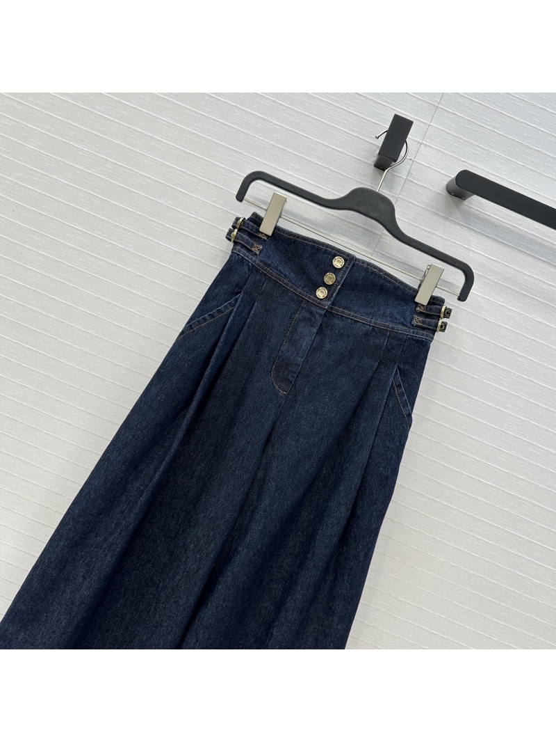 ZIMMERMANN Pleated Indigo Denim Wide-Leg Trousers (High-Waist)