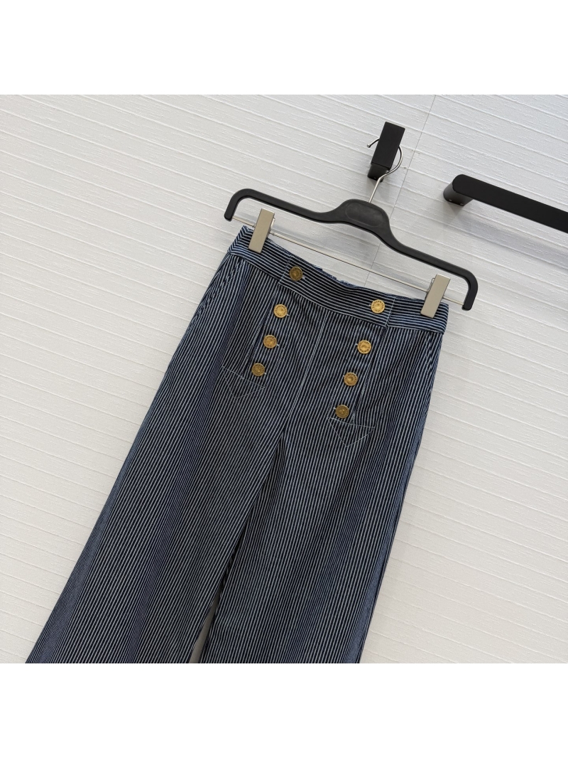 Zimmermann Signature Striped Denim Double-Breasted Wide-Leg Pants