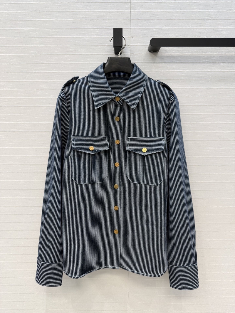 Zimmermann Early Spring Striped Washed Denim Utility Shacket