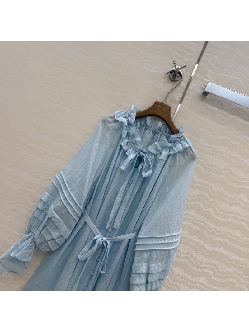 Zimmermann 100% Imported Ramie French Court-Style Puff Sleeve Maxi Dress in White