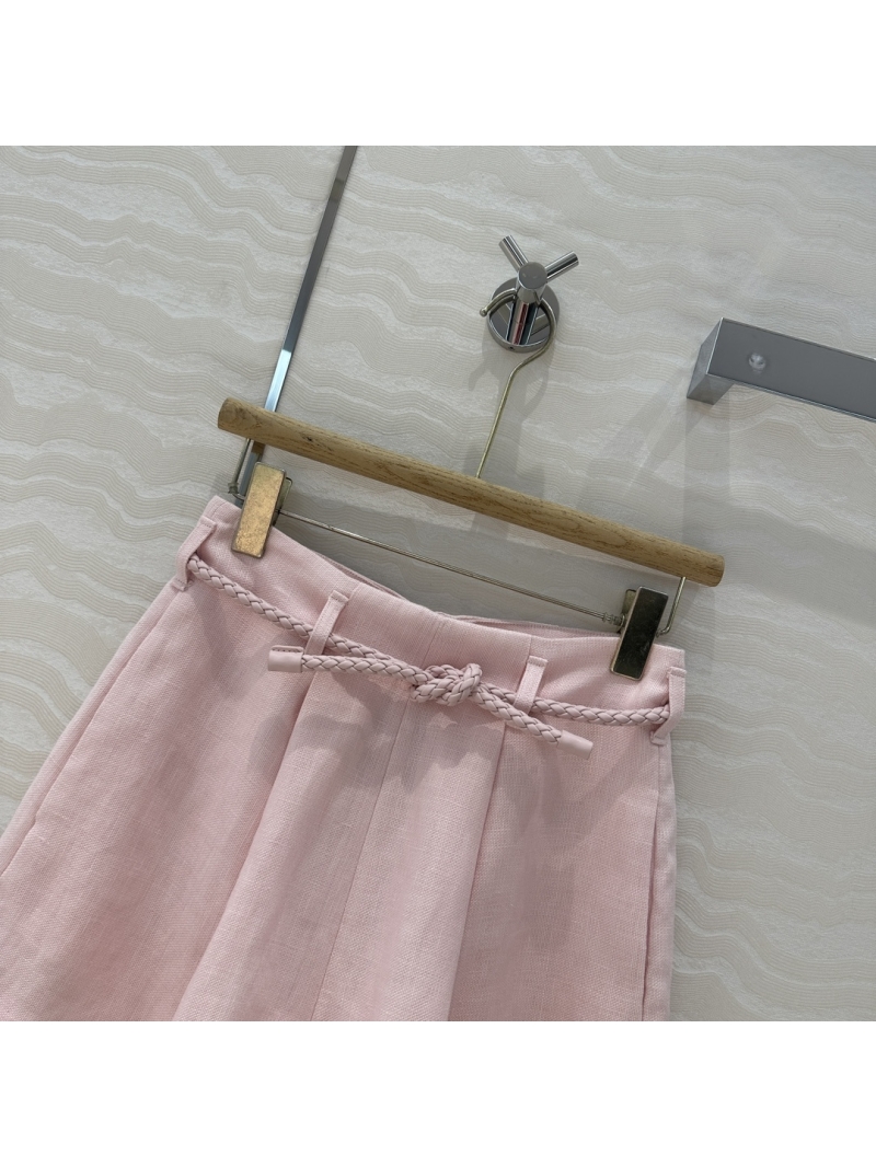 Zimmermann Signature 100% Heavy Linen High-Waisted Shorts in Pale Pink