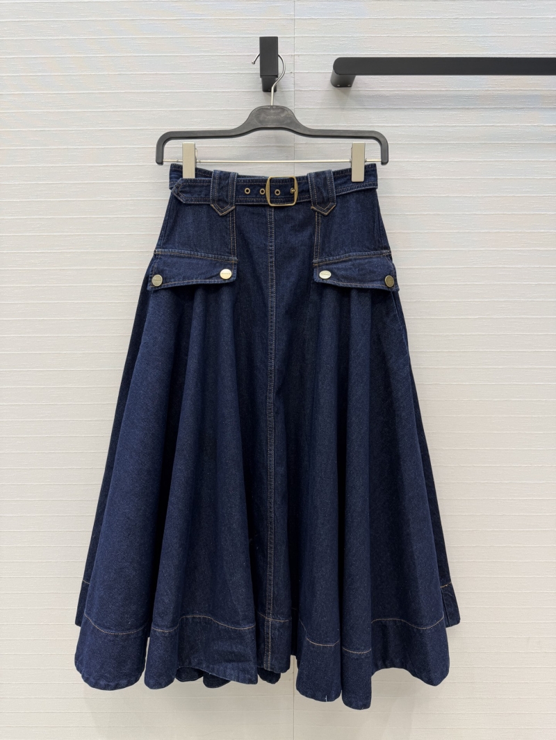 Zimmermann 100% Pure Cotton Active Wash Workwear Denim Midi Skirt in Indigo