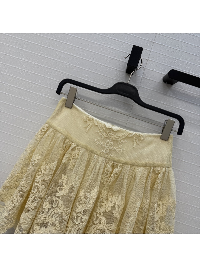 Zimmermann Goose Yellow Floral Lace A-Line Short Skirt