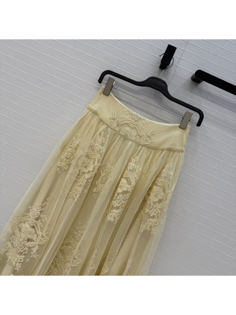 Zimmermann Goose Yellow Lace A-Line Long Skirt