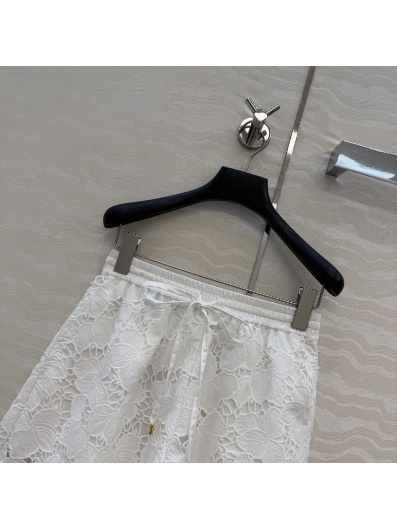 Zimmermann Exquisite White Guipure Lace Floral Embroidery Scalloped Shorts