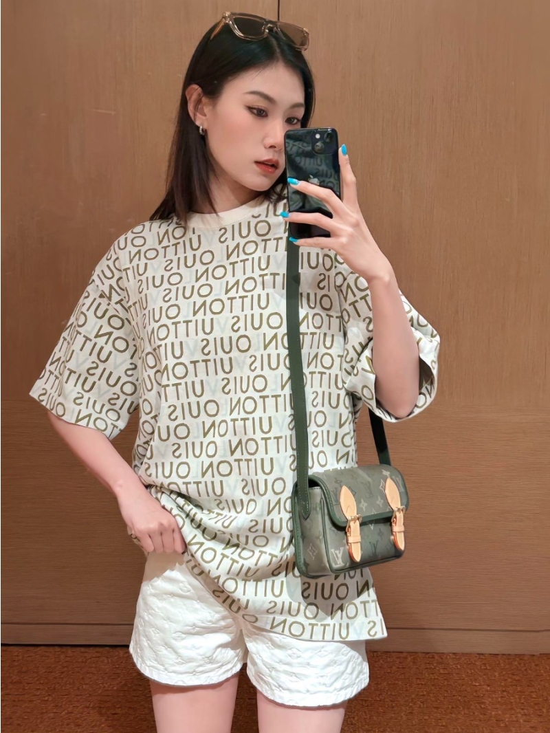 Louis Vuitton Monogram Jacquard Logomania T-Shirt in Off-White and Olive Green