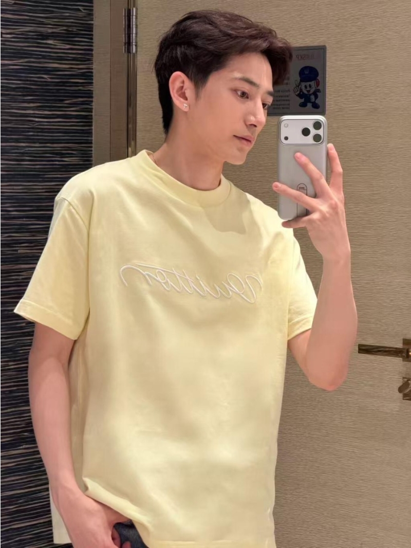 Louis Vuitton Signature Cursive Logo Crewneck T-shirt in Pastel Goose Yellow