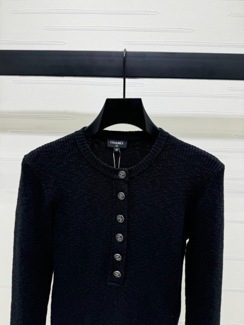 Chanel Spring Summer 2025 Knit Long Sleeve Top - Luxe Slim Fit Cotton
