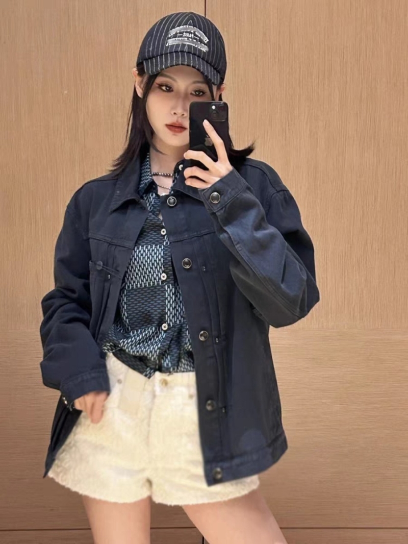Louis Vuitton Tonal Monogram Navy Denim Jacket and Carpenter Pants Set