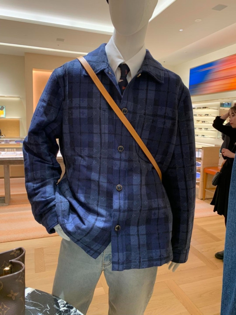 Louis Vuitton Monogram Check Jacquard Denim-Style Overshirt in Navy Blue