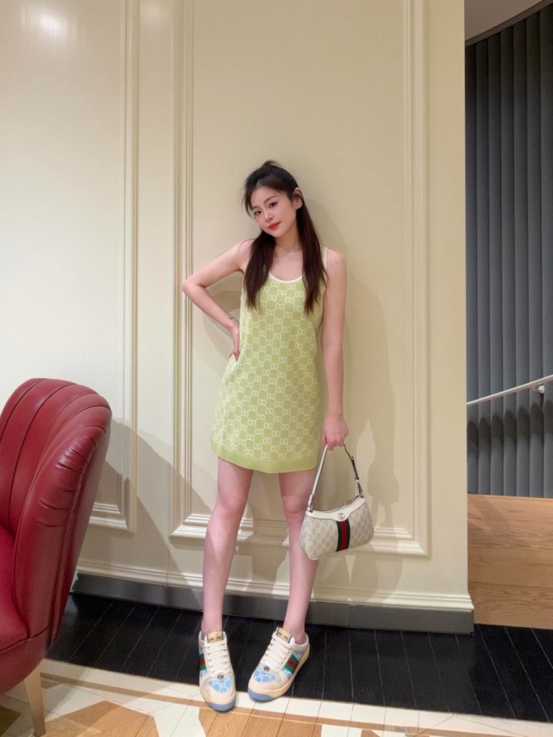 Gucci GG Jacquard Knit Mini Dress in Pastel Yellow - Exquisite Sleeveless Tank Style