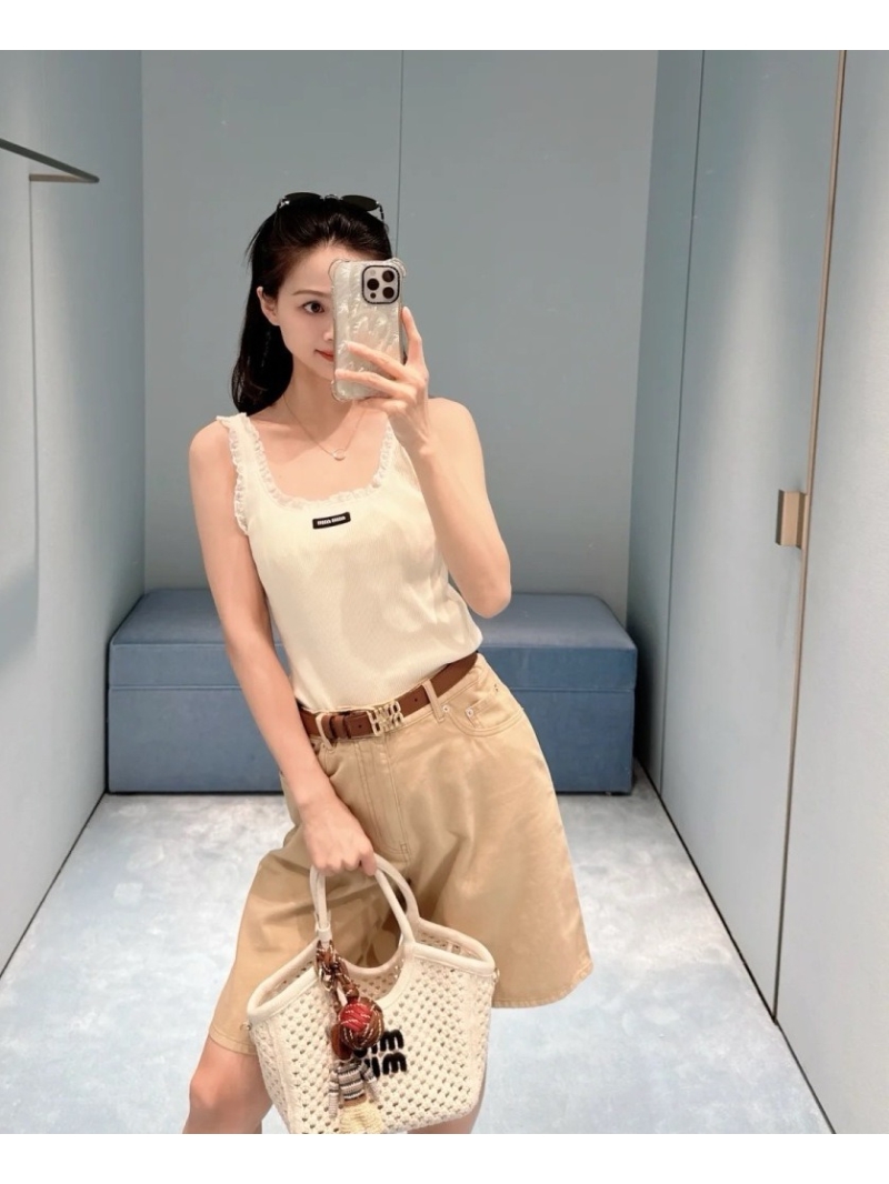 Miu Miu 2025 Early Fall Denim Shirt & Shorts Set - Exclusive Logo Design