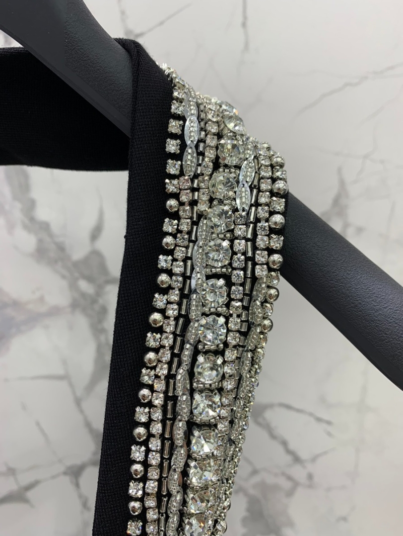 Balmain Embellished Diamond Buckle Evening Dress with Umbrella Hem