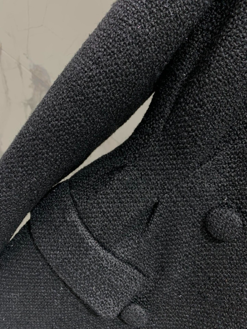 Saint Laurent YSL Glitter Wool Blazer Dress with Contrasting Satin Collar Coat