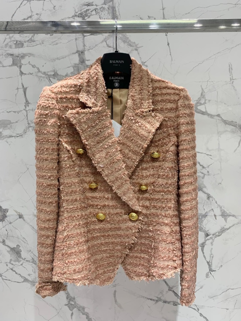 Balmain Textured Woolen Tweed Jacket - Autumn/Winter Collection Blush