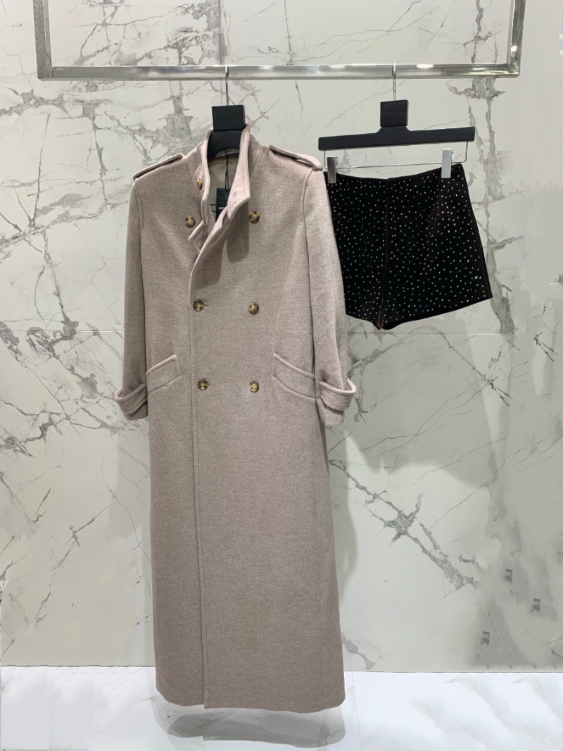 Saint Laurent YSL Oversized Long Double-breasted Coat In Wool