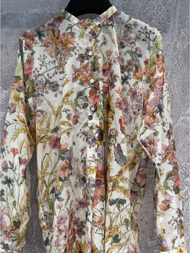 Dior 24 Early Spring Vacation New "Vessel" Long-sleeved Shirt Multicolor Flora Flowers