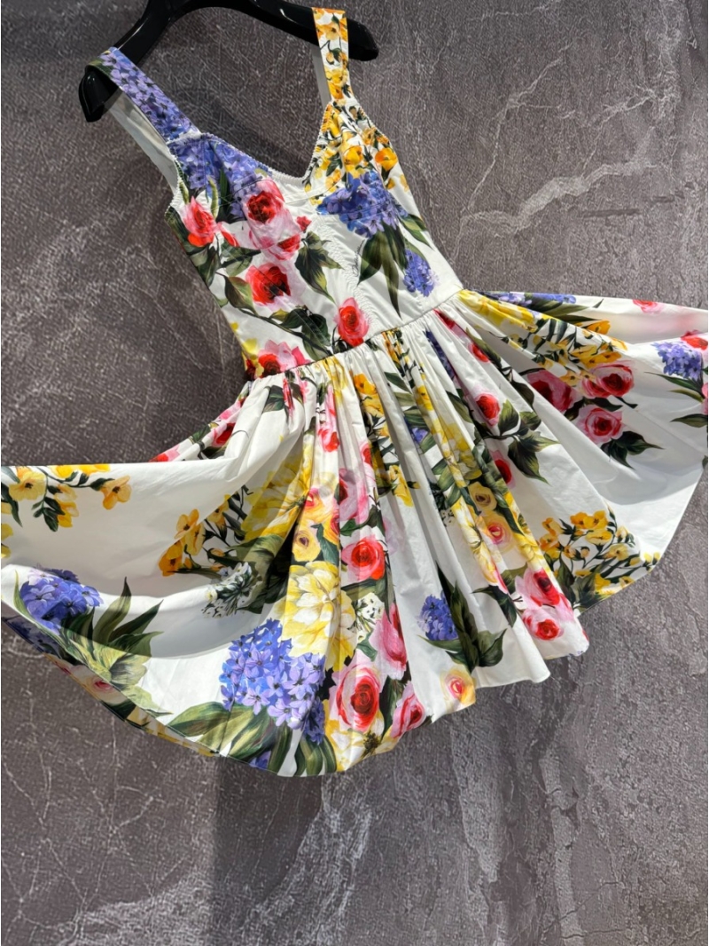 Dolce & Gabbana D&G Spaghetti Strap Bodycon Dress | Giardino Color-Block Cotton Print