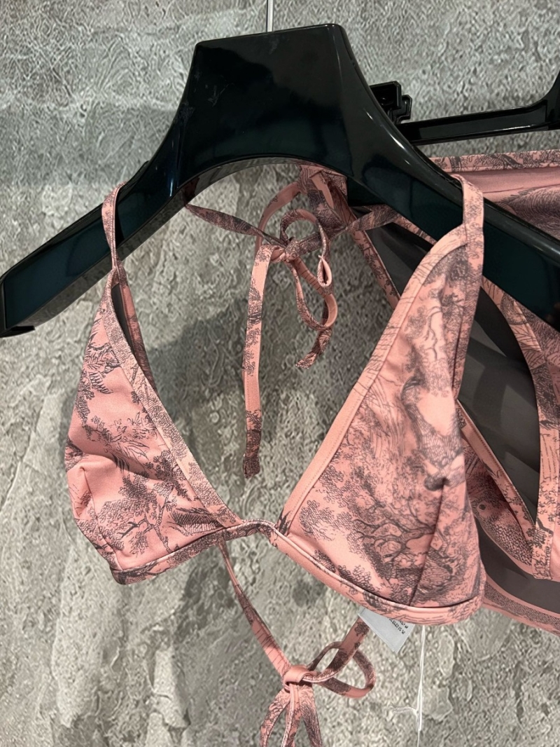 Dior 2024 Fall Riviera Collection - Pink Bikini Swimwear with Toile de Jouy Animal Print