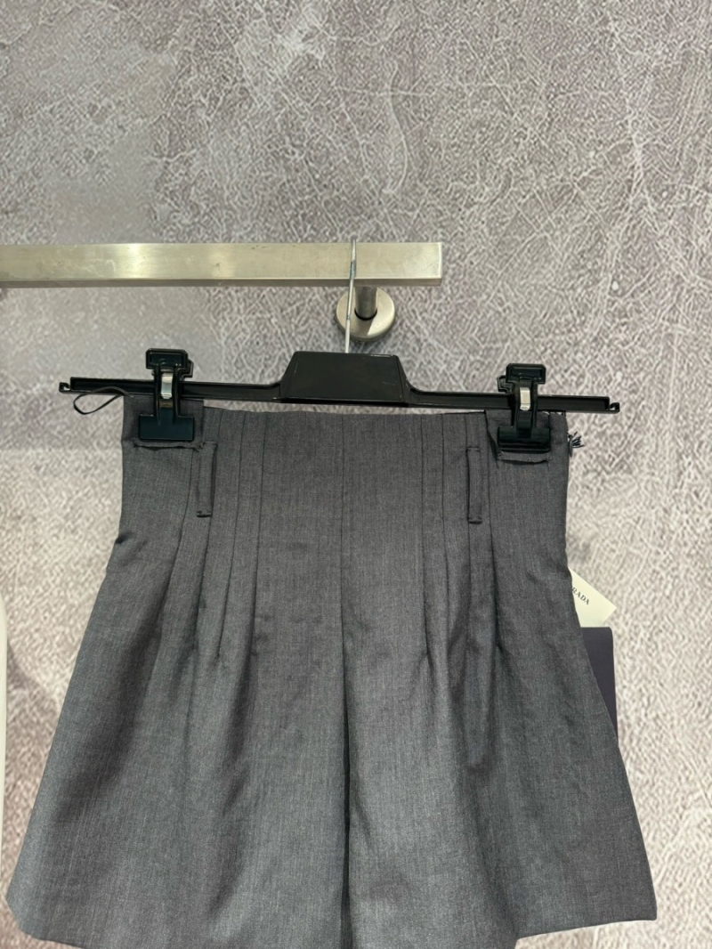 Prada Fine Wool High-Waist Tailored Shorts