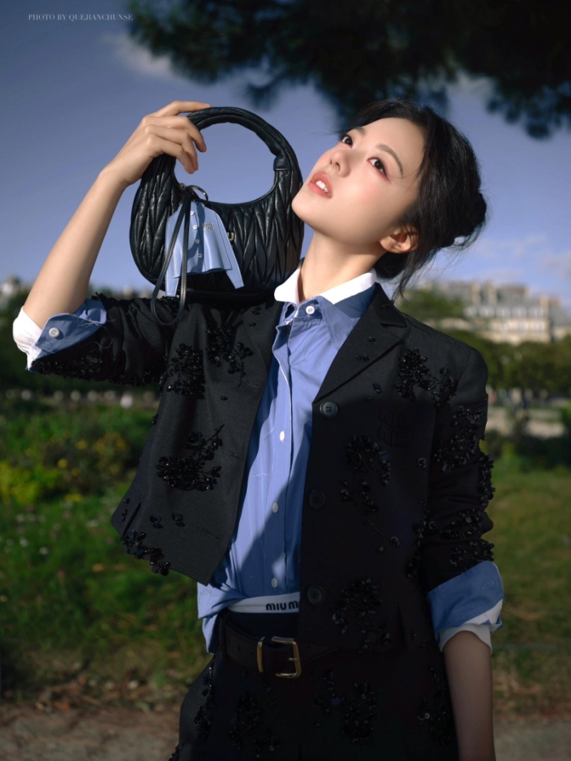 Miu Miu Holiday Black Short Blazer with Hand-Embellished Shimmer Bead and Sequin Embroidery