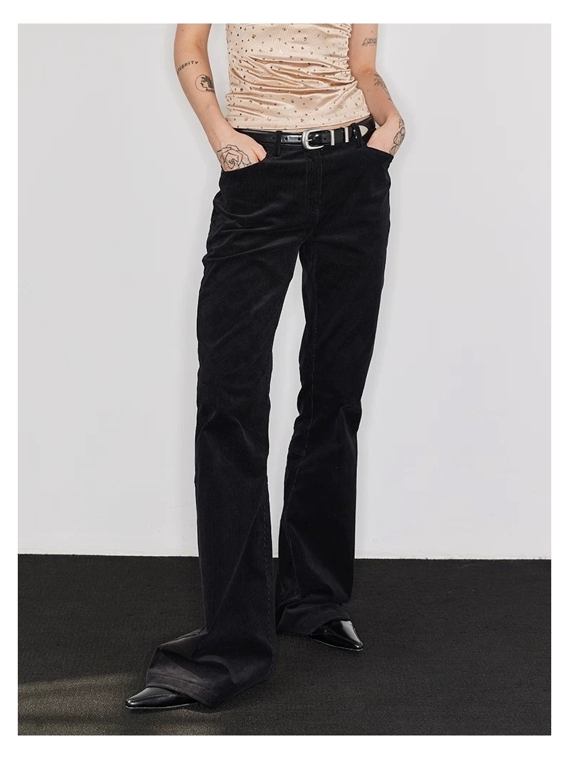 Celine Exclusive Bellbottom Corduroy Trousers in Rich Navy Blue