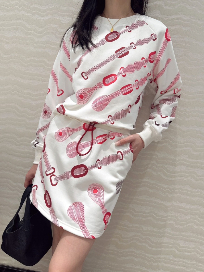 Hermes H Sport Set - Coaching Remix Collection Jersey Cotton Hoodie and Drawstring Skirt