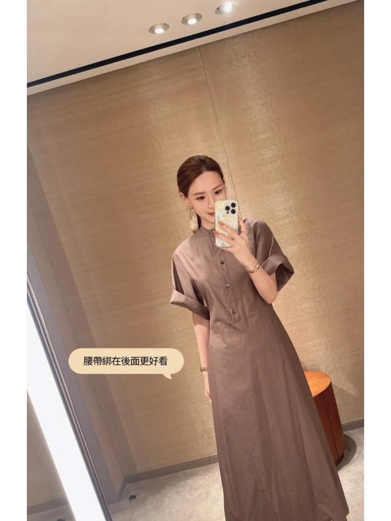 Hermes Limited Edition Caramel H-Pattern Jacquard New Chinese Style Dress