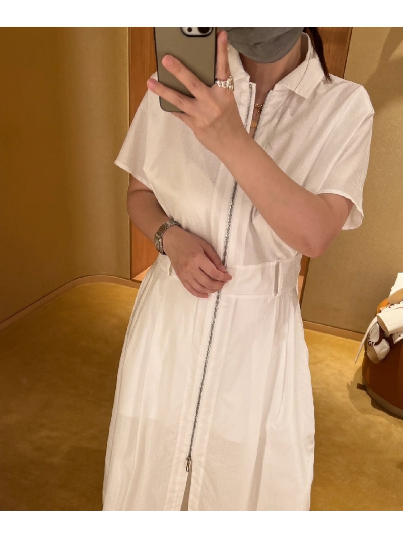 Hermes White H-Pattern Jacquard Zip-Front Dress - Luxe & Sleek