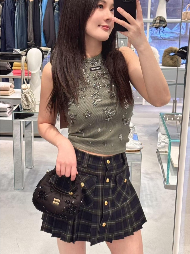 Miu Miu Spring Summer 2025 Exclusive Floral Beaded Tank Top