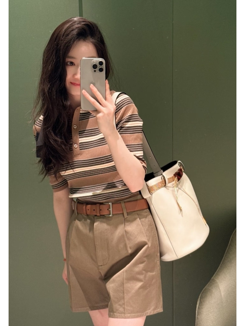 Prada Ribbed Knit Mid-Sleeve Polo Dress – Elegant 2-Way Wear