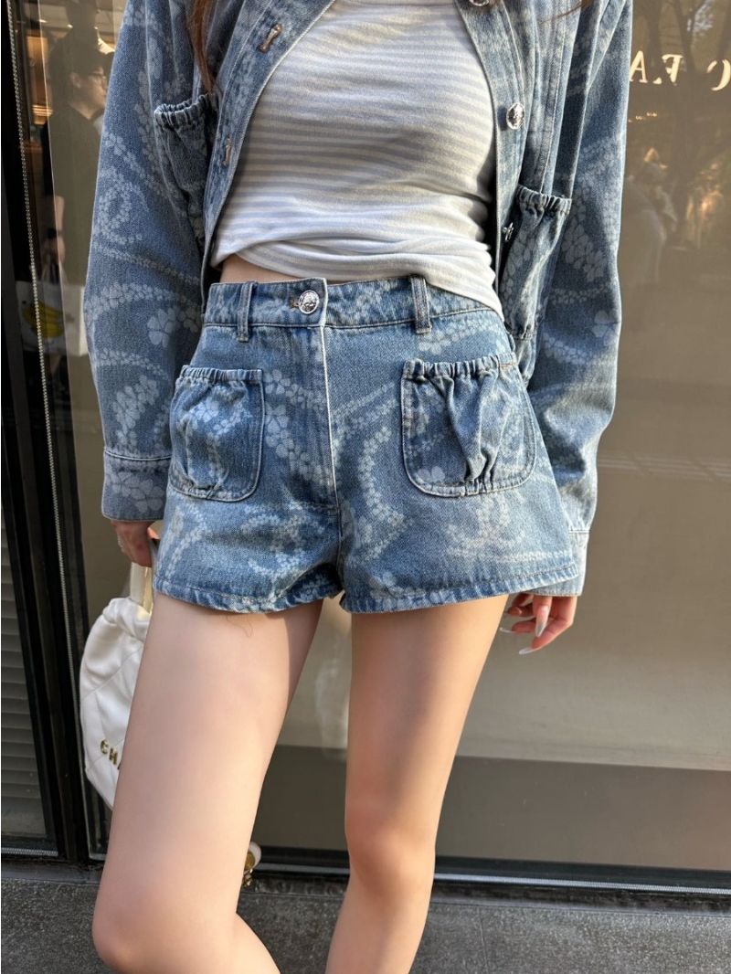 Chanel Coco Girl Beach Series Pearl Chain Denim Shorts - Exclusive Edition