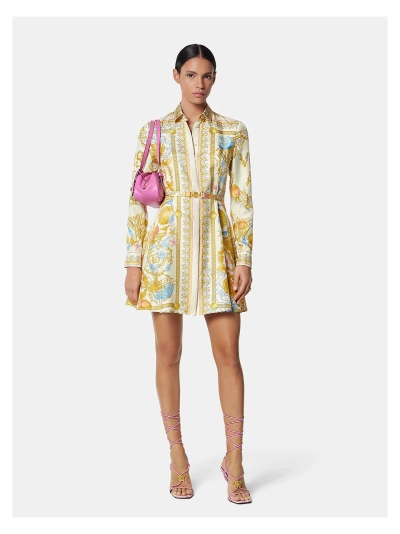 Versace Venus 25S Spring Summer Ocean Coral Print Silk Dress