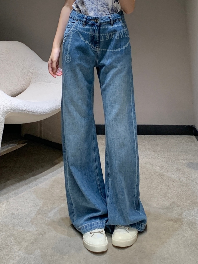 Chanel Exclusive Spring/Summer Chain Laser-Print Flare Jeans