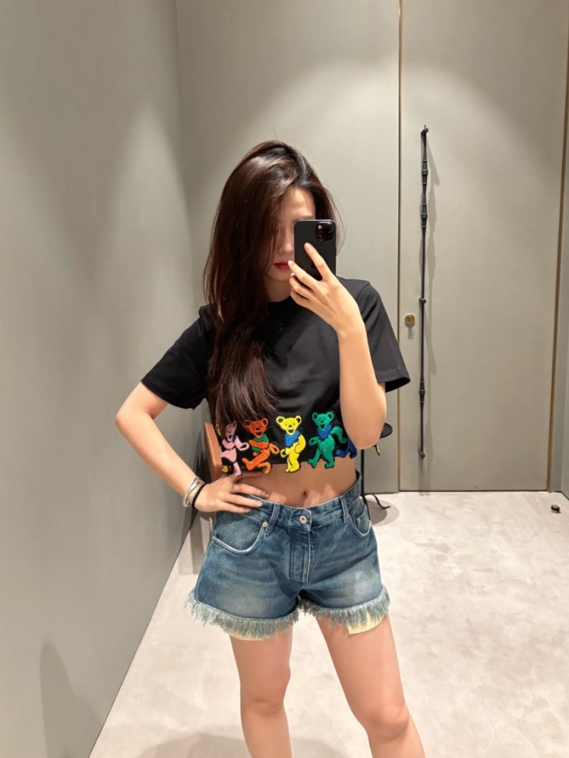 Loewe 25SS Grateful Dead Collab Bear Embroidery Cropped T-Shirt - Exclusive Limited Edition