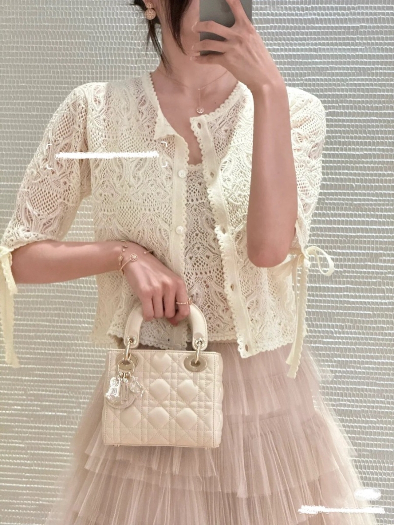 Dior Luxe Knitted Cardigan - Elegant Tie-Sleeve Design