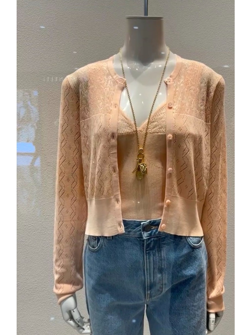 Chloe Elegant Lace-Detail Cropped Cardigan - Luxe Cotton Knit