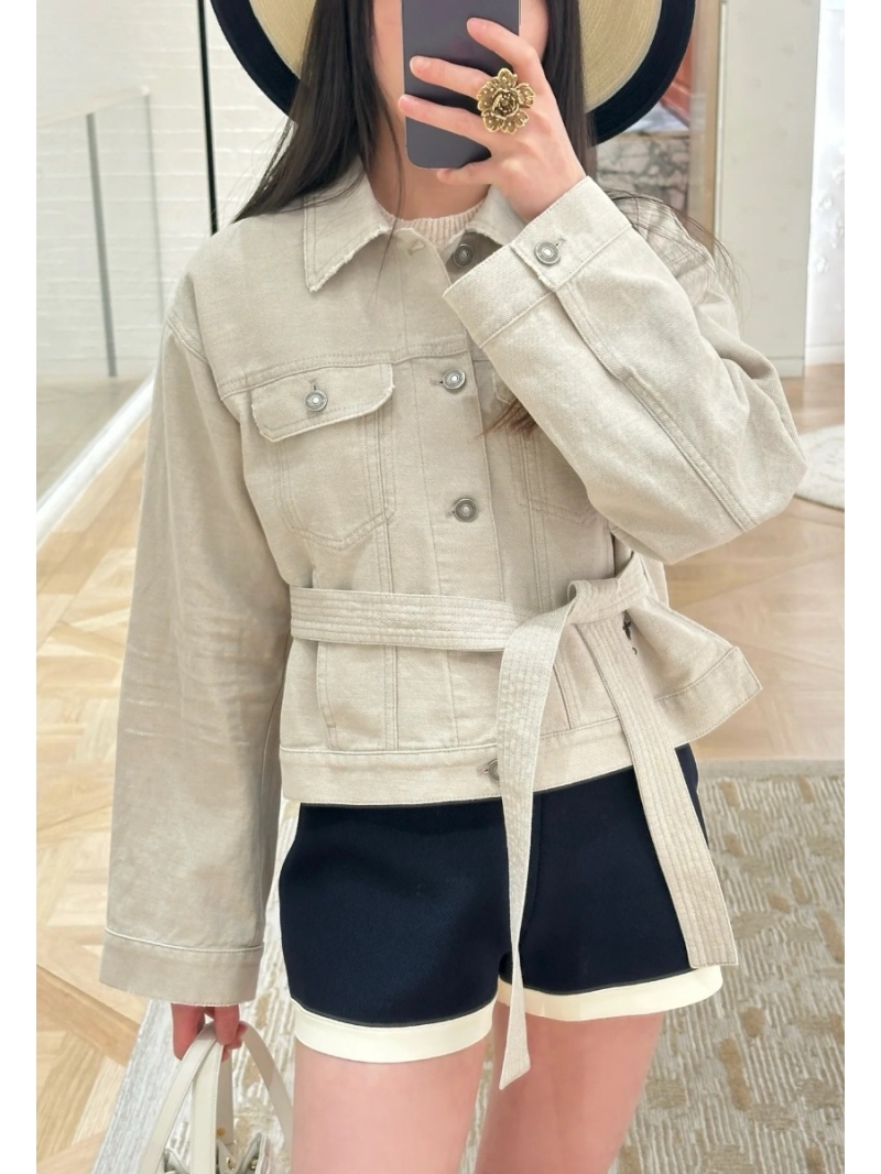Dior 2025 Spring/Summer Resort Linen Blend Cropped Jacket - Luxe Natural Hue