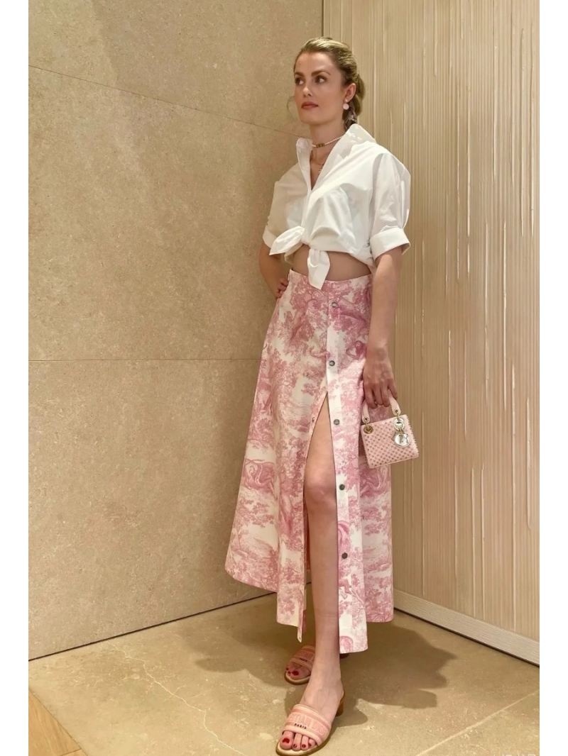 Dior Sauvage Josette Print Long Midi Skirt - Luxe Silk Cotton