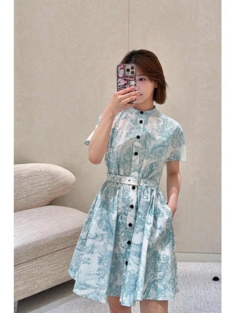 Dior Sauvage Josette Print Round Neck Dress - Luxe Cotton Elegance