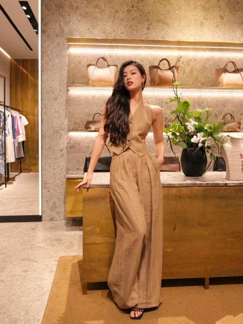 Maxmara Luxe Linen High-Waist Pleated Wide-Leg Trousers