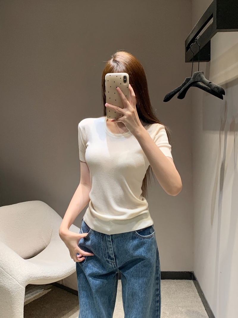 Prada Luxe Silk-Blend Knitted Short-Sleeve Top - Elegant & Versatile