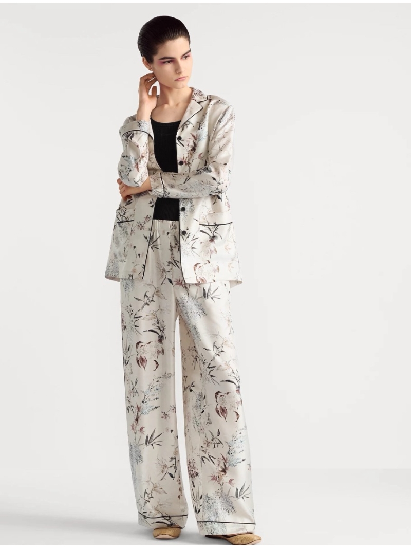 Dior Miss Dior Silk Pajama-Style Long Pants - Luxe Floral Elegance